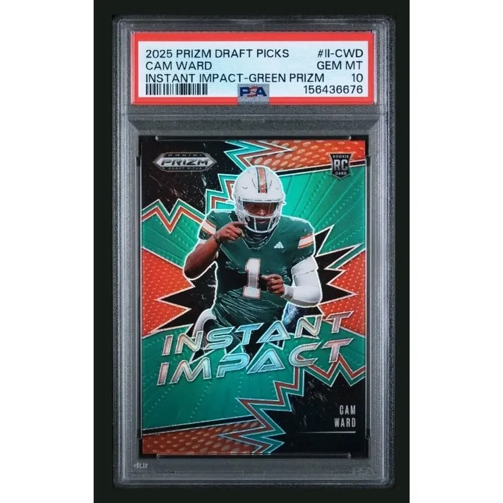2025 PANINI PRIZM DRAFT PICKS INSTANT IMPACT GREEN PRIZM #II-CWD CAM WARD PSA 10